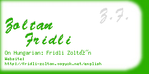 zoltan fridli business card